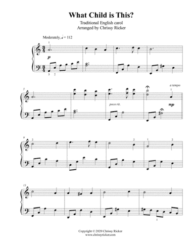 What Child is This? - intermediate piano (arr. Chrissy Ricker)