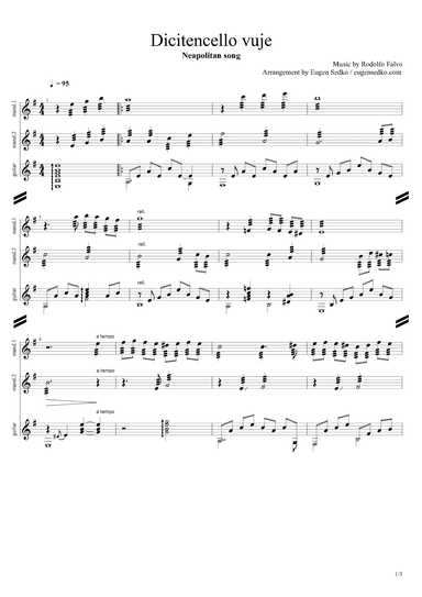 Dicitencello vuje for 2 mandolins and guitar score (arr. Eugen Sedko)