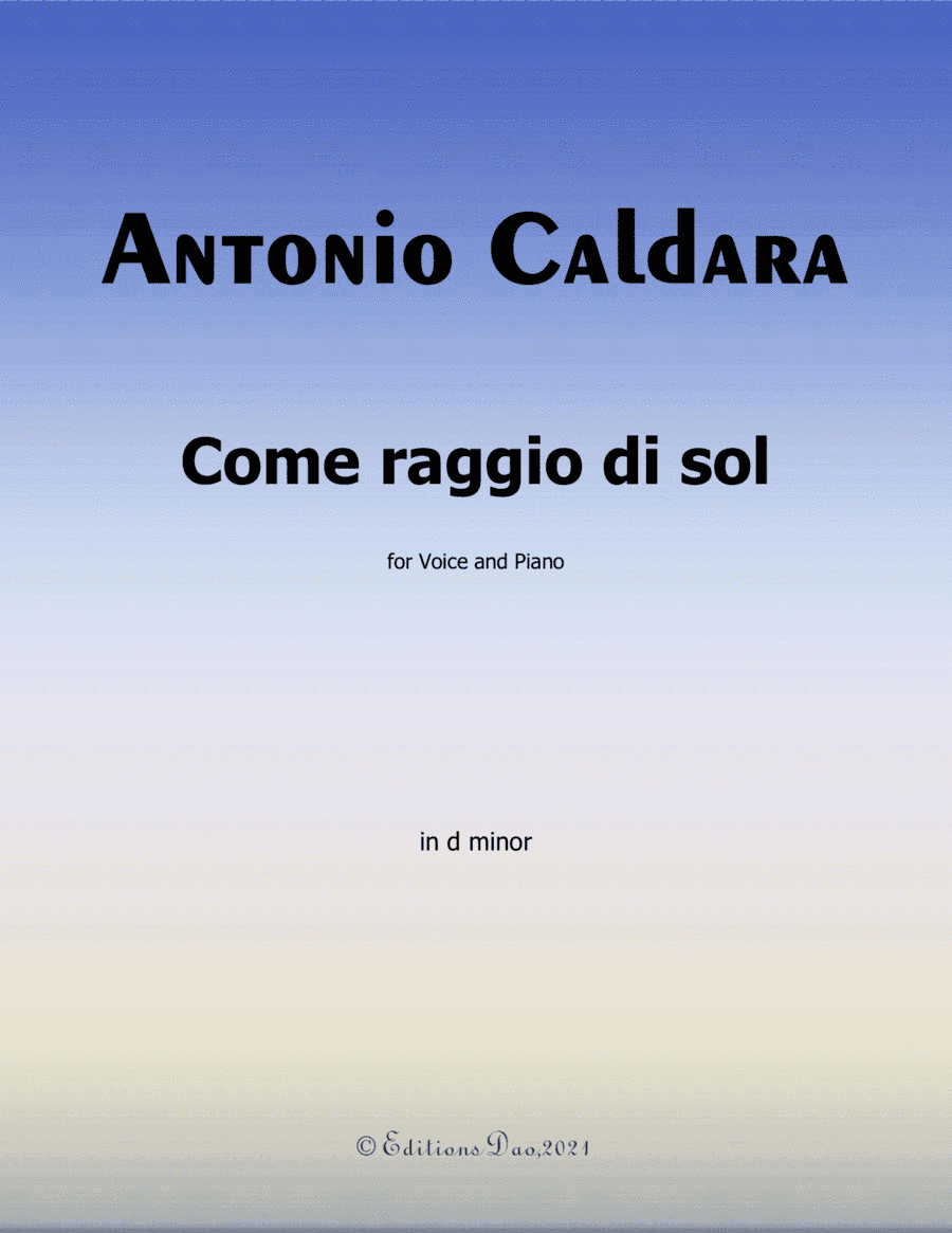 Come raggio di sol,by Caldara,in d minor (arr. Editions Dao)