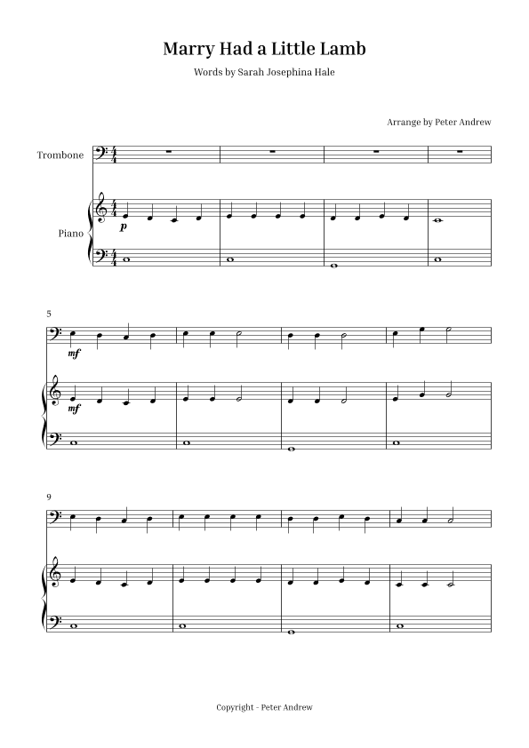Marry Had  a Little Lamb (arr. Peter Andrew)