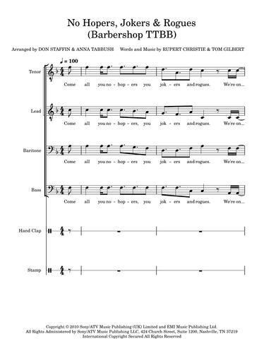 No Hopers, Jokers & Rogues (arr. Don Staffin and Anna Tabbush)