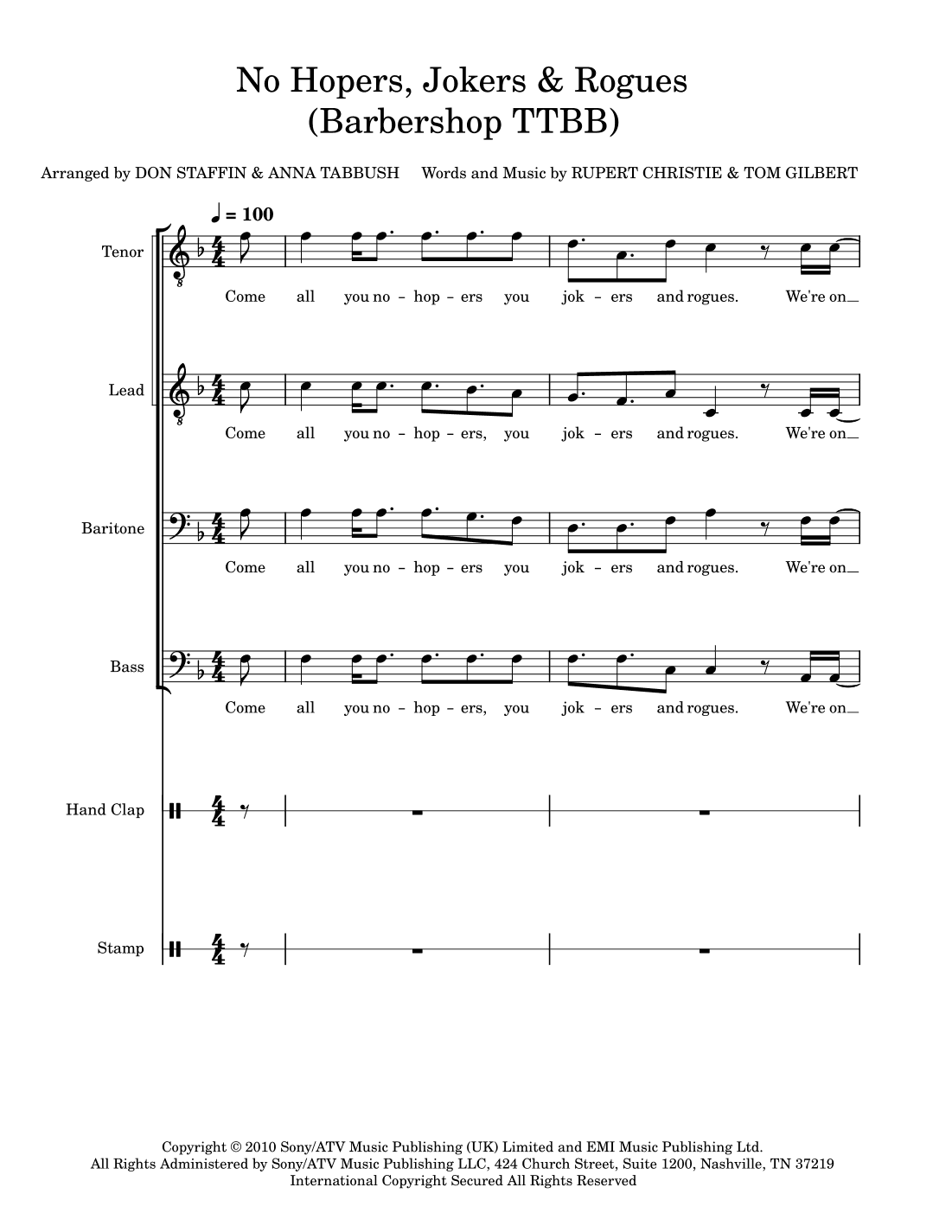 No Hopers, Jokers & Rogues (arr. Don Staffin and Anna Tabbush)