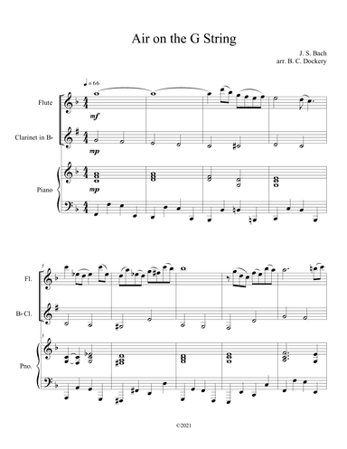 Air on the G String (Flute and Clarinet Duet with Piano Accompaniment) (arr. B. C. Dockery)