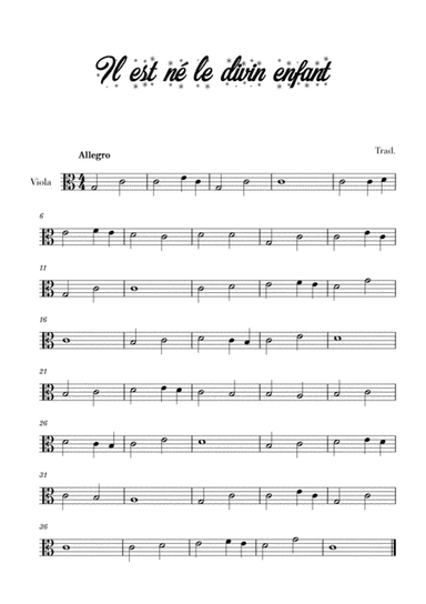 Il est né le divin enfant (for Viola) (arr. Cadenza Editions)