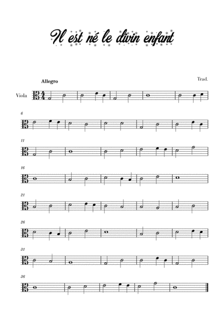 Il est né le divin enfant (for Viola) (arr. Cadenza Editions)