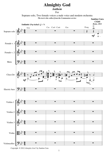 Almighty God - Anthem for Soprano, vocals and orchestra