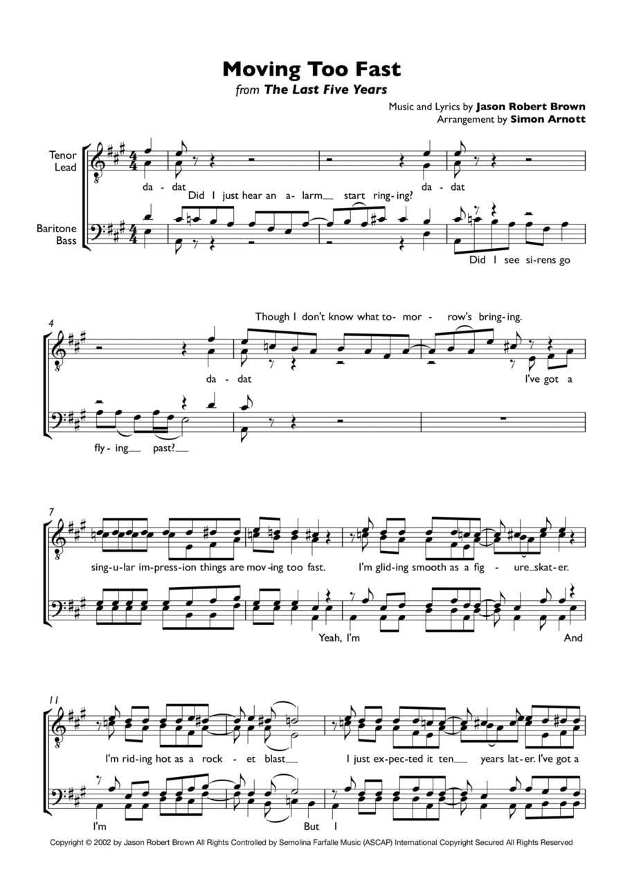 Moving Too Fast (arr. Simon Arnott)
