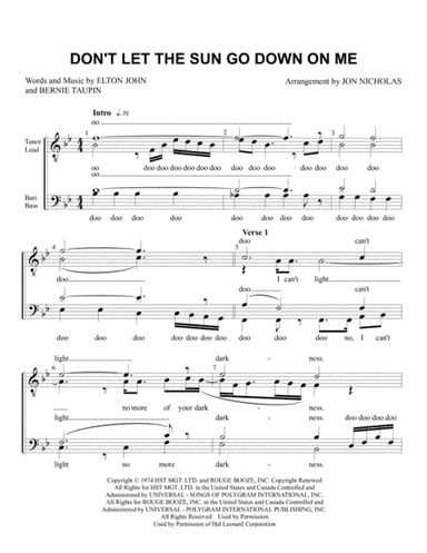 Don't Let The Sun Go Down On Me (arr. Jon Nicholas)