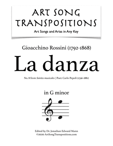 ROSSINI: La danza (transposed to G minor) (arr. ArtSongTranspositions.com)
