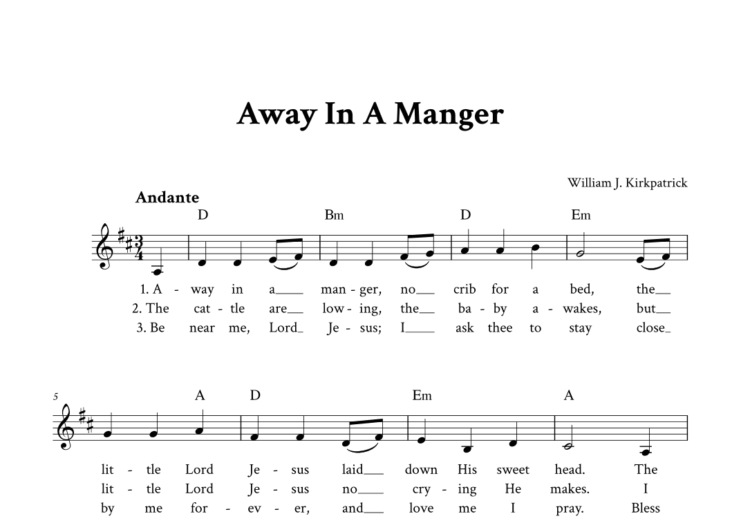 Away In A Manger - Lead Sheet (D Major) (arr. Yuri Noronha)