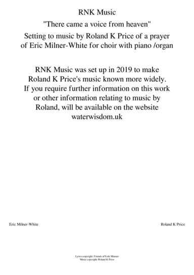 There came a voice from heaven: a setting of a prayer by Eric Milner-White