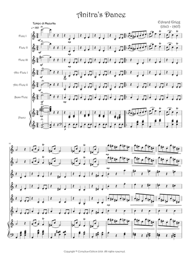 "Anitra's Dance" Grieg Peer Gynt Suite Flute Choir 3 Flutes 2 Alto Flutes Bass Flute. Optional Piano (arr. Glenn Martin)