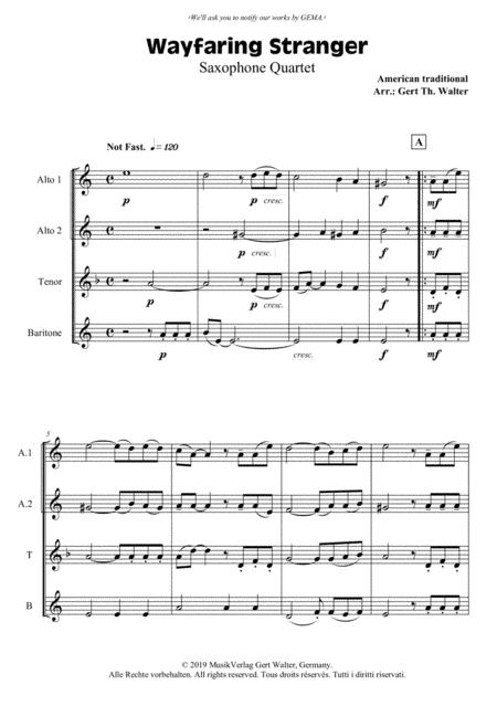 Wayfaring Stranger (arr. Gert Th. Walter)