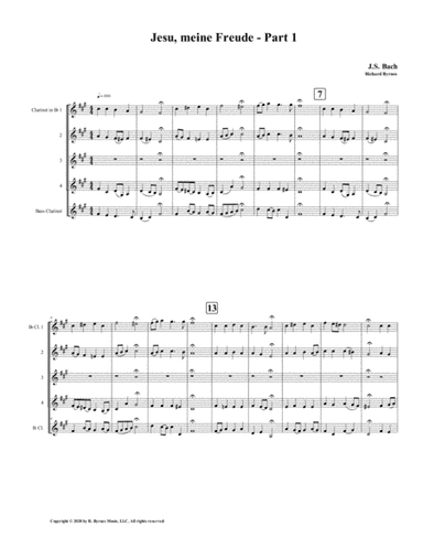 Jesu, meine Freude - Part 1, by J.S. Bach for Clarinet Quintet (arr. Richard Byrnes)