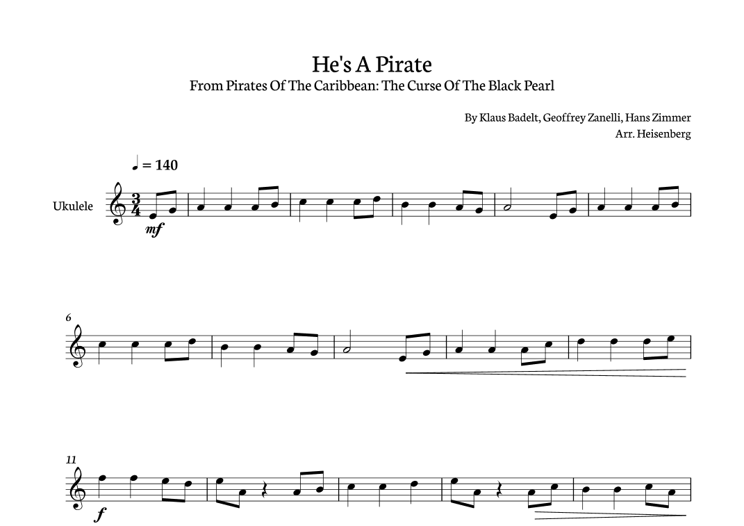 He's A Pirate (arr. Heisenberg)