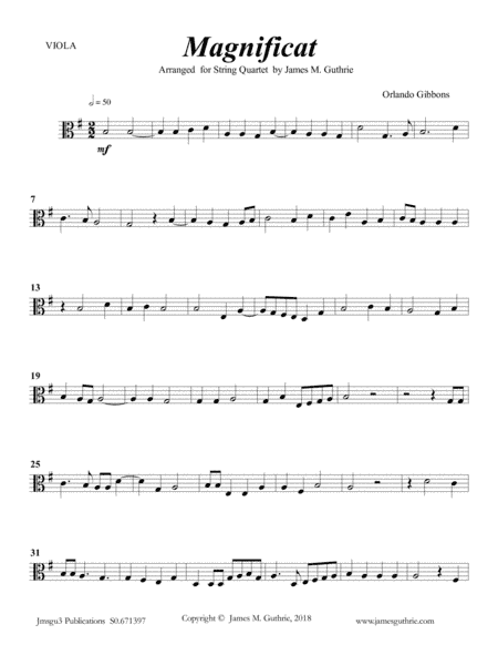 Gibbons: Magnificat for String Quartet (arr. James M. Guthrie, ASCAP)