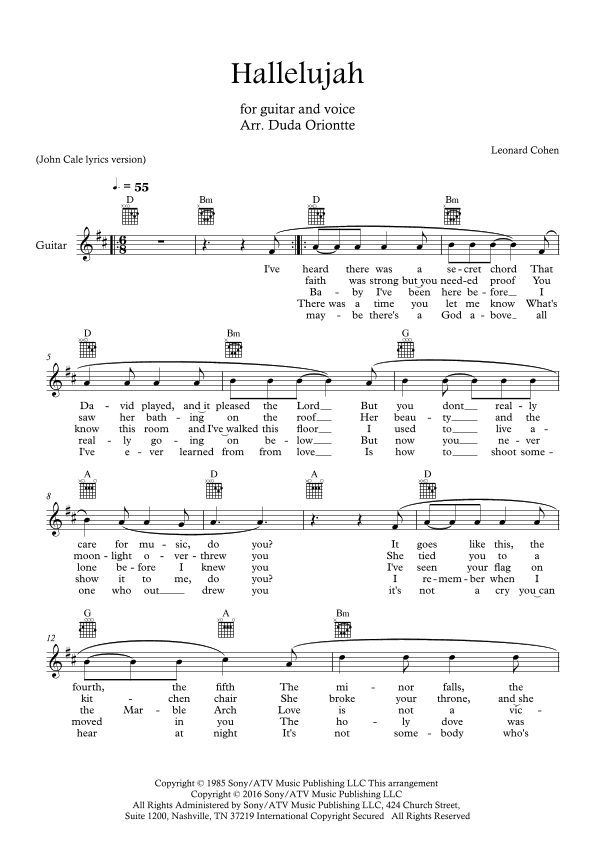 Hallelujah (arr. Duda Oriontte)