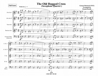 The Old Rugged Cross - Sax Quartet - Intermediate (arr. Dennis Ruello)