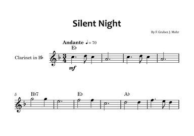 Silent Night - Clarinet solo with chord symbols (arr. Glauco Fernandes)