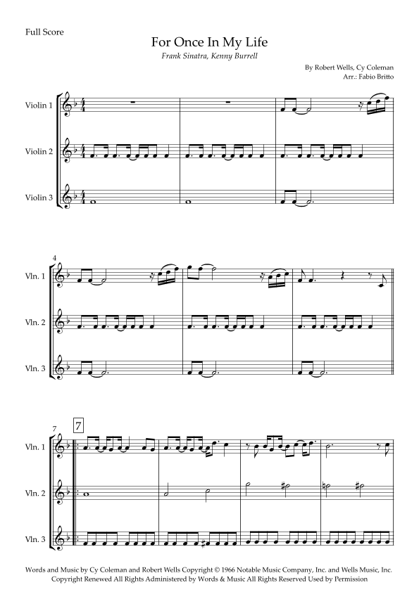 For Once In My Life (arr. Fabio Britto)