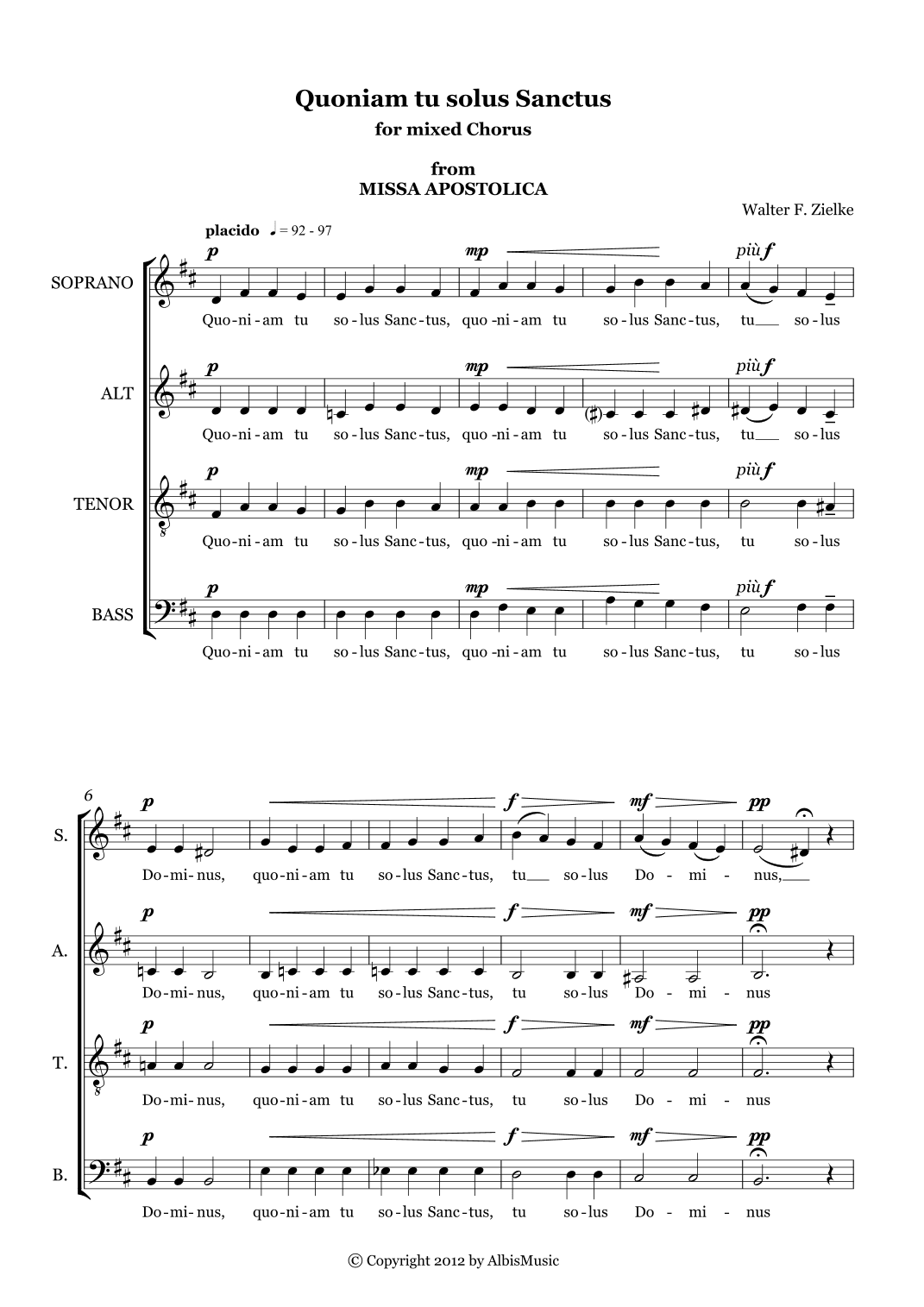 Quoniam tu solus Sanctus