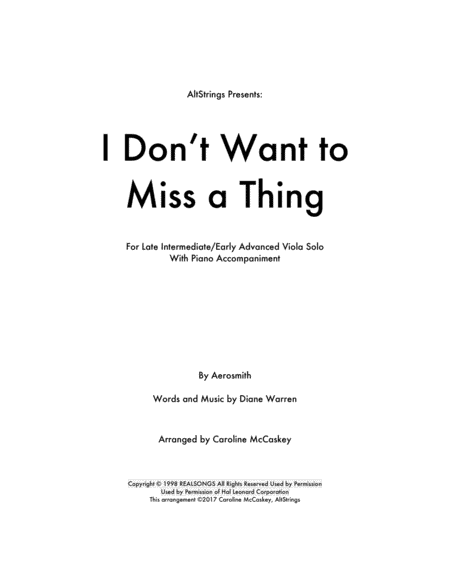 I Don't Want To Miss A Thing (arr. Caroline McCaskey)