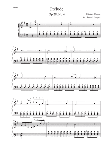 Chopin - Prelude in E minor (arr. Samuel Jacques)