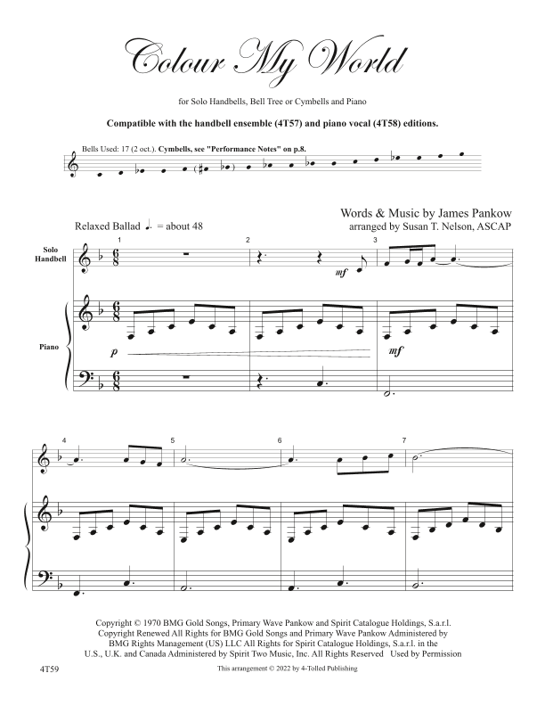 Colour My World (arr. Susan T. Nelson)