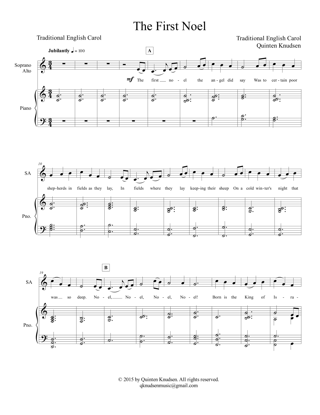 The First Noel (arr. Quinten Knudsen)