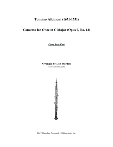 Concerto for Oboe in C Major, Op. 7 No. 12 (arr. Don Werdick (1946 - ))
