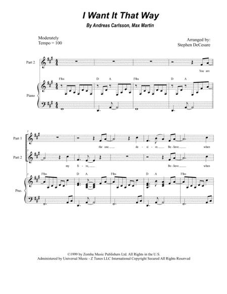 I Want It That Way (arr. Stephen DeCesare)