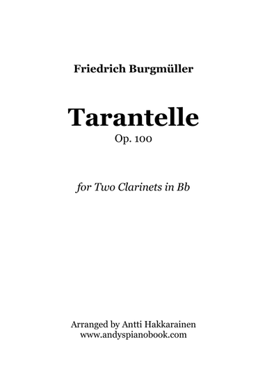 Tarantelle Op. 100 - Clarinet Duet (arr. Antti Hakkarainen)