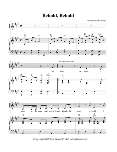 Behold, Behold (arr. Hal Wright)