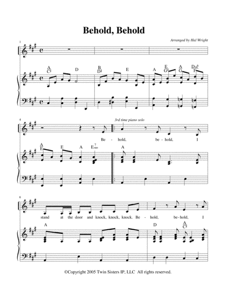 Behold, Behold (arr. Hal Wright)