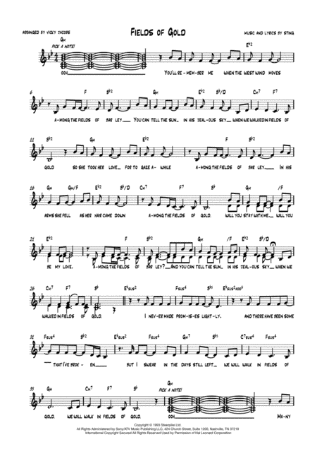 Fields Of Gold (arr. Vicky Jacobs)