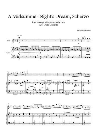 FLUTE Excerpt - A Midsummer Night's Dream Scherzo (WITH piano) (arr. Duda Oriontte)