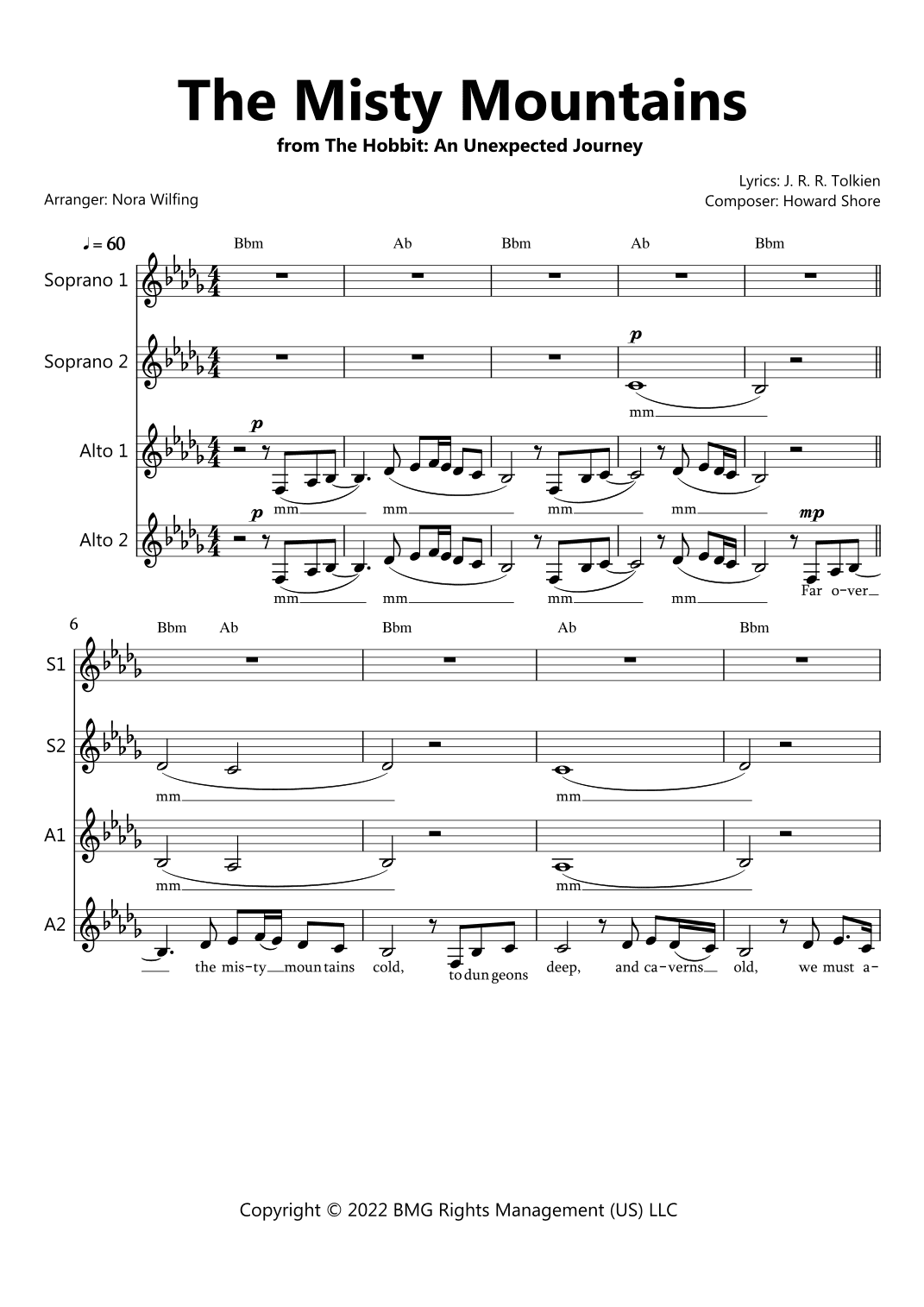 Misty Mountain (arr. Nora Wilfing)