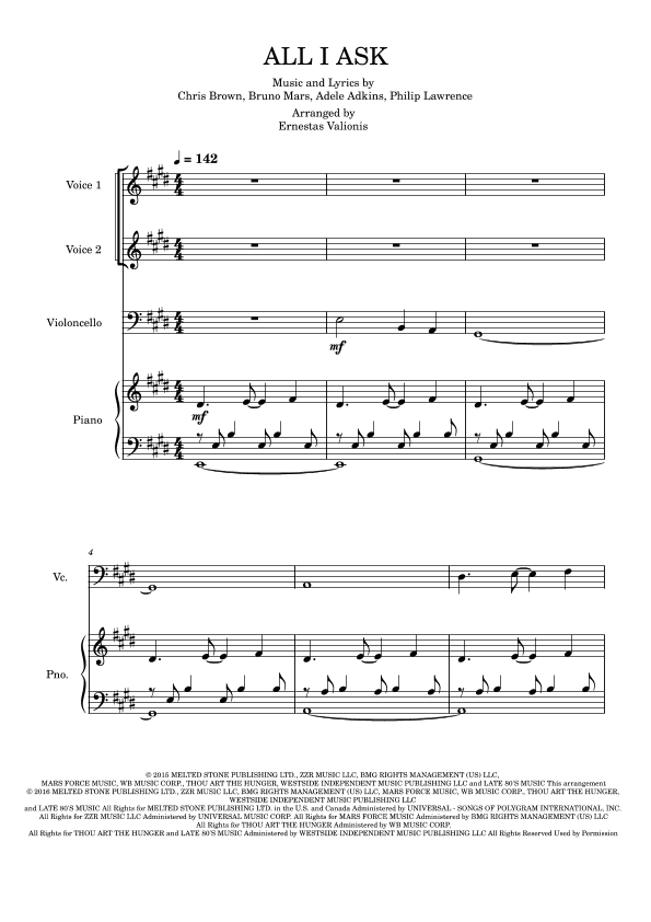 All I Ask (arr. Ernestas Valionis)