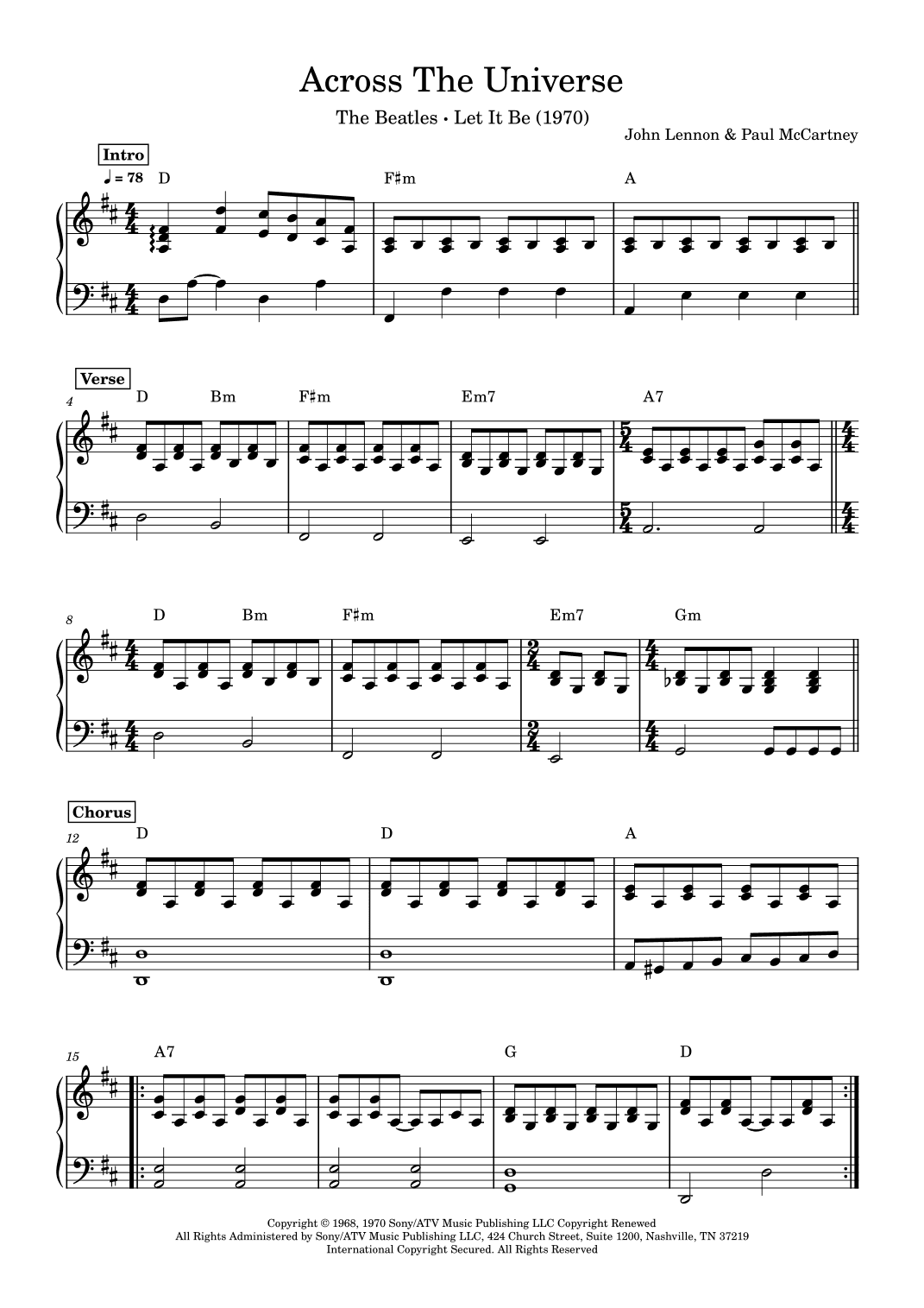 Across The Universe (arr. Anacrusa)