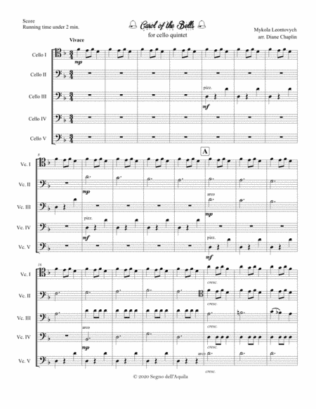 Carol of the Bells for FIVE Cellos (arr. Diane Chaplin)