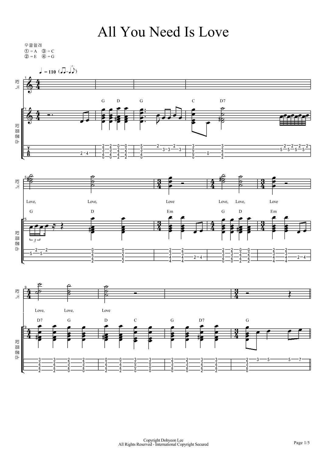 All You Need Is Love (arr. Dohyeon Lee)