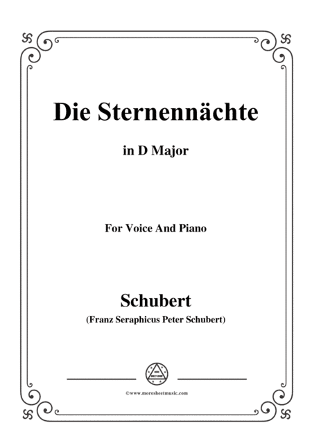 Schubert-Die Sternennächte,Op.165 No.2,in D Major,for Voice&Piano (arr. MSM)