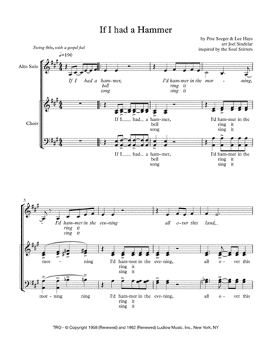 If I Had A Hammer (the Hammer Song) (arr. Joel Sindelar)