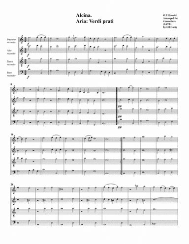 Aria: Verdi prati from Alcina (arrangement for 4 recorders) (arr. Gil Garty)