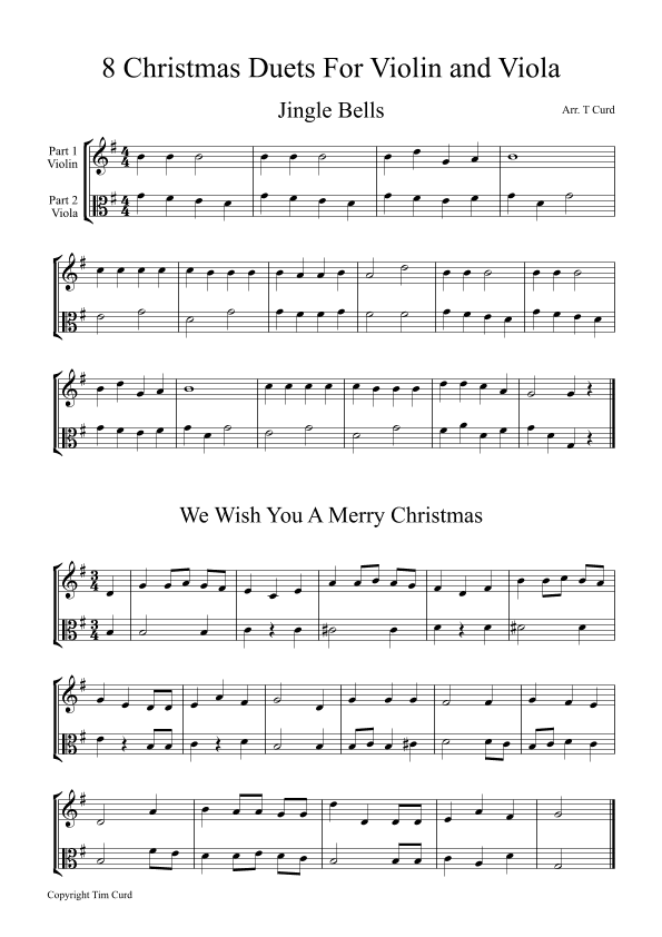 8 Christmas Duets for Violin and Viola (arr. Tim Curd)