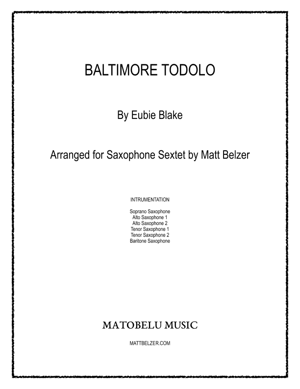 Baltimore Todolo for saxophone sextet (arr. Matt Belzer)