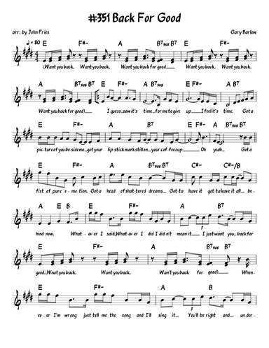 Back For Good (arr. John Fries)