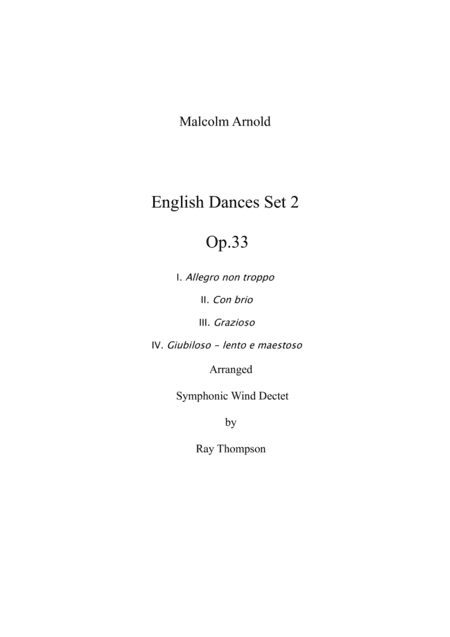 English Dances, Set 2, Op. 33: No. 4. Giubiloso - Lento E Maestoso (arr. Ray Thompson)