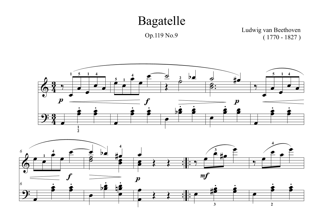 Beethoven Bagatelle in A minor Op.119 No.9 (arr. Ben Choupak)