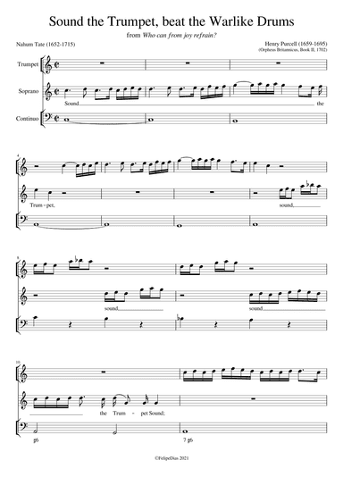 Sound the Trumpet, beat the Warlike Drums (arr. Early Music Scores)